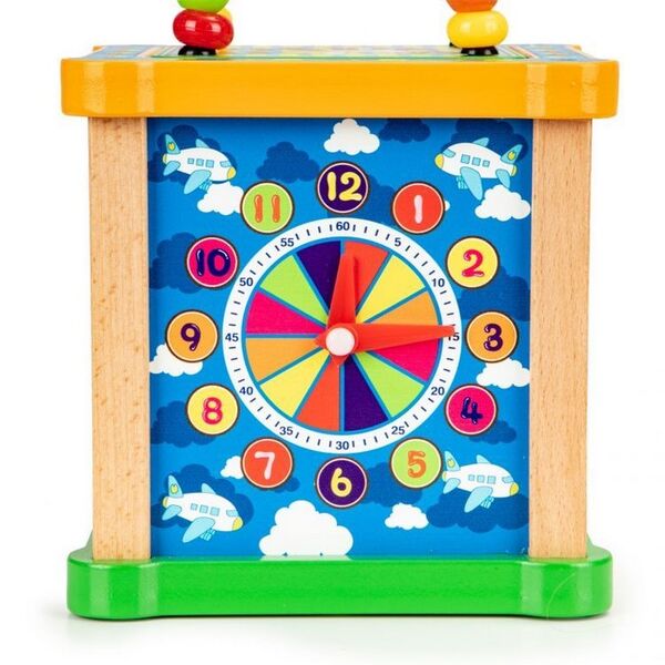 Cub educational din lemn cu tabla Ecotoys HM015473