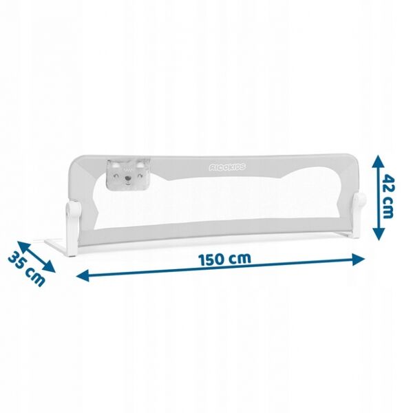 Bariera de pat Ricokids 150 x 42 x 35 cm - Gri