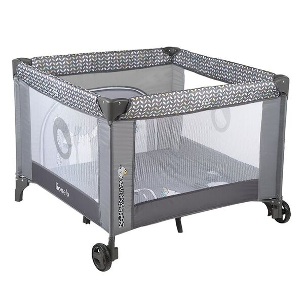 Lionelo - Tarc de joaca Lene, Cu roti, Cu intrare laterala cu fermoar, 100 x 100 cm, Conform cu standardul europeane de securitate EN12227, Grey Scandi