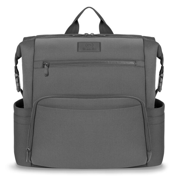 Lionelo - Rucsac impermeabil pentru mamici Cube, Cu 12 compartimente si salteluta de schimbat, Cu prindere universala de carucior, 36 x 36 x 23 cm, Gri