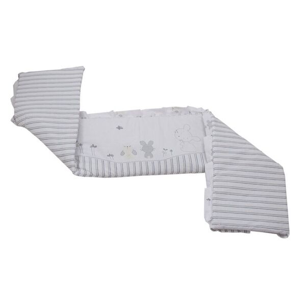 Babyneeds - Aparatoare laterala pentru patut 120x60 cm, Cu umplutura antialergica, Dimensiune 180 x 32 cm, Bunny Alb