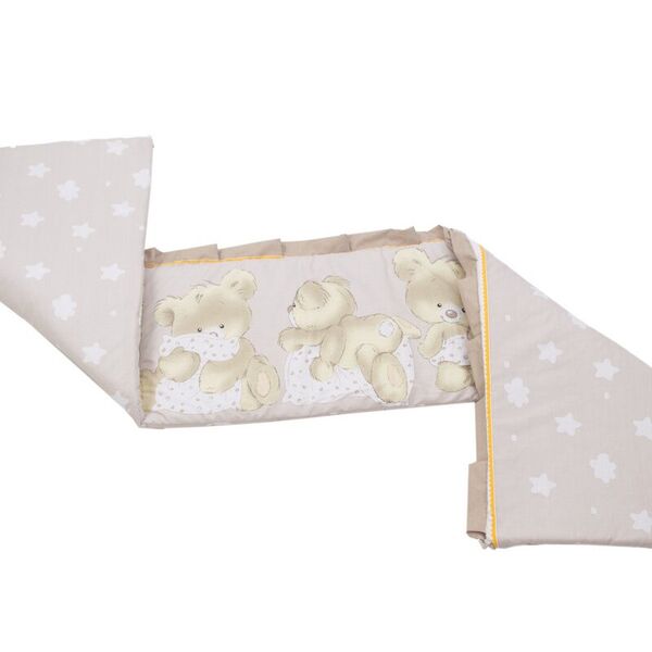 Babyneeds - Aparatoare laterala pentru patut 120x60 cm, Cu umplutura antialergica, Dimensiune 180 x 32 cm, Teddy Hug Maro M1