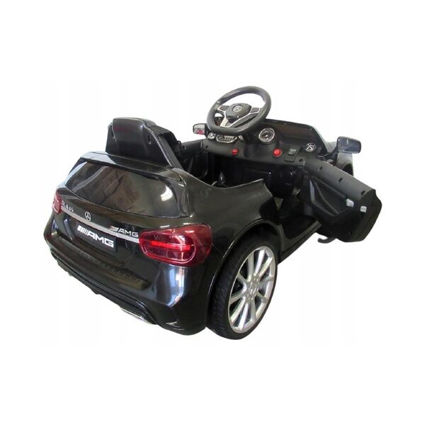 Masinuta electrica cu telecomanda, roti EVA, scaun piele Mercedes GLA45 - Negru