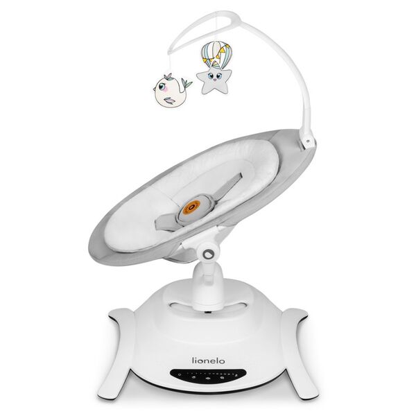 Lionelo - Balansoar multifunctional Bella, Electric, Scaun reglabil, Ecran tactil si telecomanda, 6 miscari unice, 5 viteze, Cu melodii, Gri