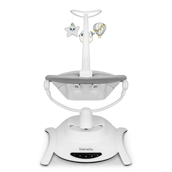 Lionelo - Balansoar multifunctional Bella, Electric, Scaun reglabil, Ecran tactil si telecomanda, 6 miscari unice, 5 viteze, Cu melodii, Gri