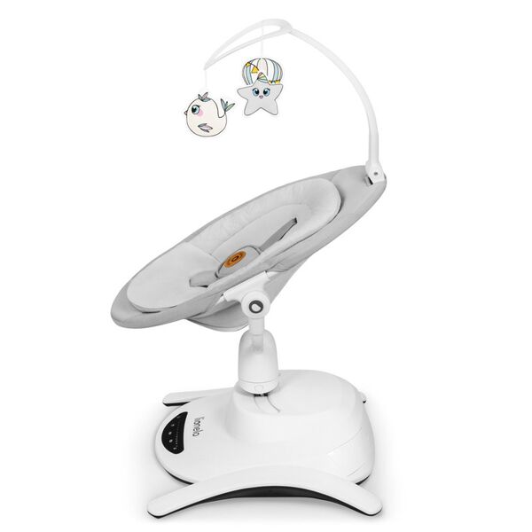 Lionelo - Balansoar multifunctional Bella, Electric, Scaun reglabil, Ecran tactil si telecomanda, 6 miscari unice, 5 viteze, Cu melodii, Gri