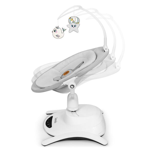 Lionelo - Balansoar multifunctional Bella, Electric, Scaun reglabil, Ecran tactil si telecomanda, 6 miscari unice, 5 viteze, Cu melodii, Gri