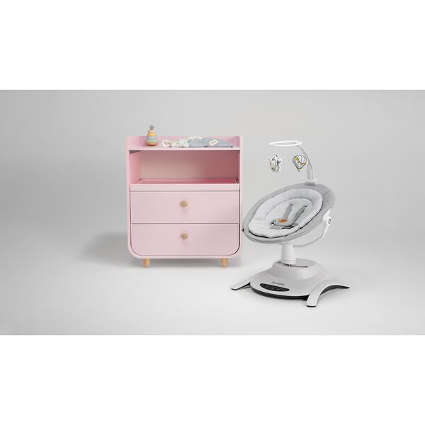 Lionelo - Balansoar multifunctional Bella, Electric, Scaun reglabil, Ecran tactil si telecomanda, 6 miscari unice, 5 viteze, Cu melodii, Gri