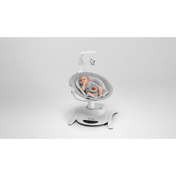 Lionelo - Balansoar multifunctional Bella, Electric, Scaun reglabil, Ecran tactil si telecomanda, 6 miscari unice, 5 viteze, Cu melodii, Gri