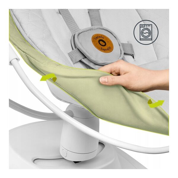 Lionelo - Balansoar multifunctional Bella, Electric, Scaun reglabil, Ecran tactil si telecomanda, 6 miscari unice, 5 viteze, Cu melodii, Gri