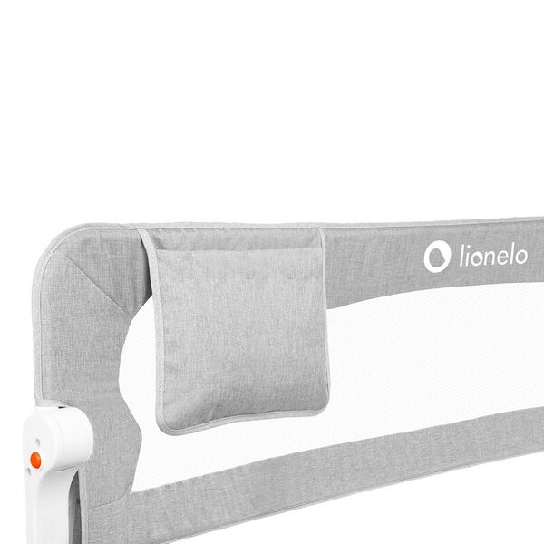 Lionelo - Bariera protectie pat Eva , Cu buzunar accesorii, 150x35 cm, Conform cu standardul european de securitate BS7072, Gri