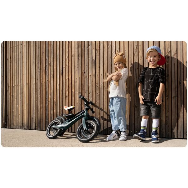 Lionelo - Bicicleta usoara Bart Air, Fara pedale, Cu roti gonflabile, Cu cadru din magneziu, Cu ghidon si sa reglabile, Greutate 3.8 Kg, 12 inch, Conform cu standardul european de securitate EN71, Green Forest