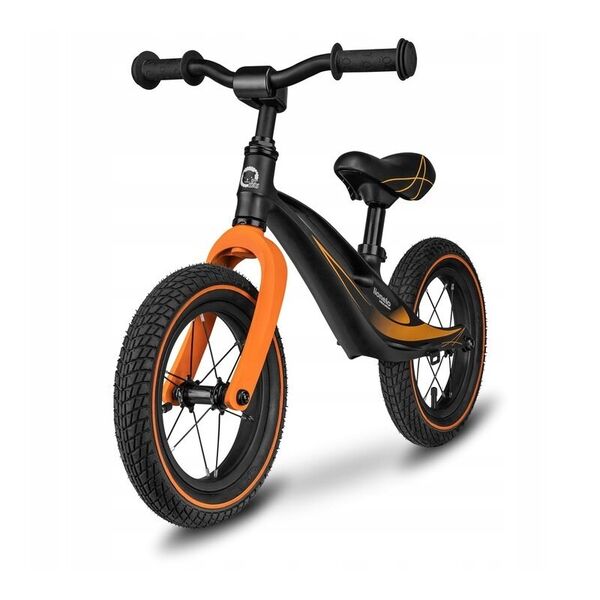 Lionelo - Bicicleta usoara Bart Air, Fara pedale, Cu roti gonflabile, Cu cadru din magneziu, Cu ghidon si sa reglabile, Greutate 3.8 Kg, 12 inch, Conform cu standardul european de securitate EN71, Negru