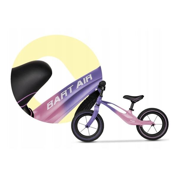 Lionelo - Bicicleta usoara Bart Air, Fara pedale, Cu roti gonflabile, Cu cadru din magneziu, Cu ghidon si sa reglabile, Greutate 3.8 Kg, 12 inch, Conform cu standardul european de securitate EN71, Pink Violet