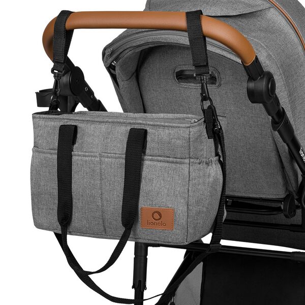 Lionelo - Carucior 2 in 1 Mari Tour, Transformabil, Cu landou cu salteluta moale, Reversibil, Maner ajustabil, Plasa de tantari, Husa de picioare, Geanta parinti, 22 kg, Conform cu standardele europene de securitate EN1888 si EN1466, Gri, Culoare: Gri