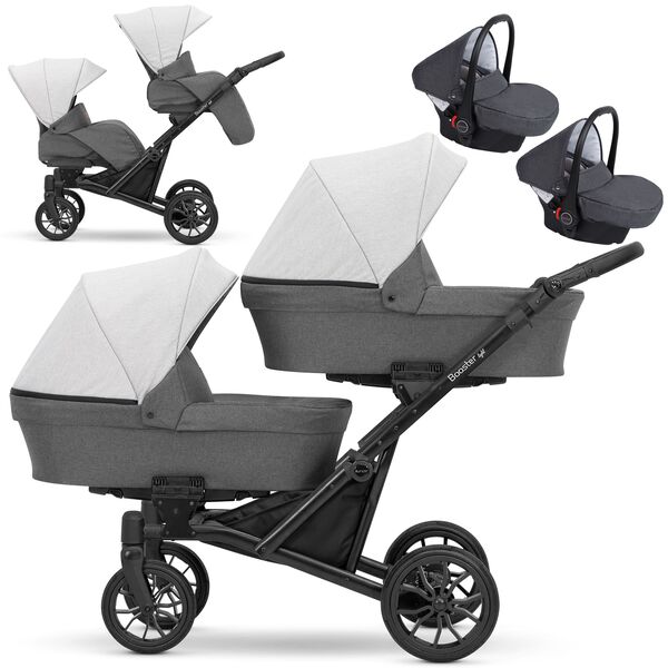 Carucior 3 in 1 pentru gemeni Kunert Booster Light, Culoare: Grafit