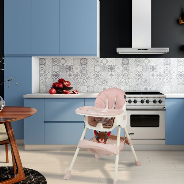 Scaun de masa 2 in 1 Juju Eat&Smile, Pink, Culoare: Roz