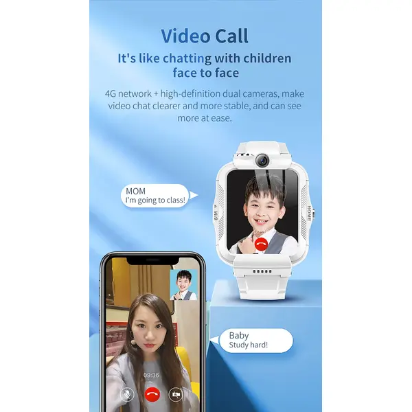 Ceas smartwatch pentru copii YQT-T17G, Verde, Culoare: Albastru