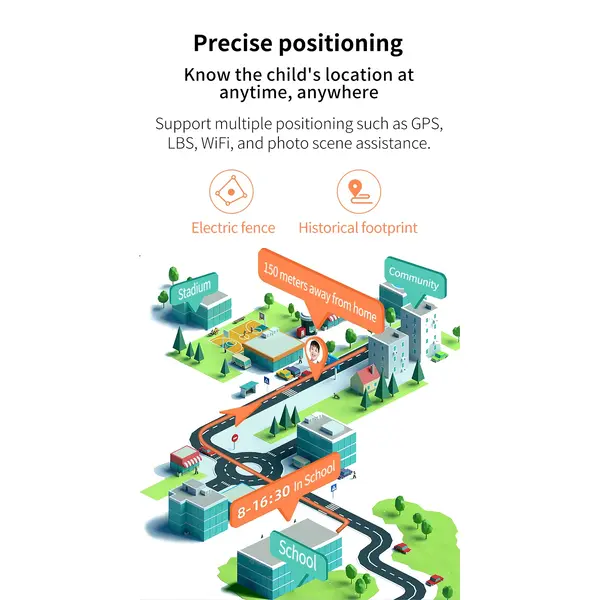 Ceas smartwatch pentru copii YQT-T17G, Verde, Culoare: Albastru